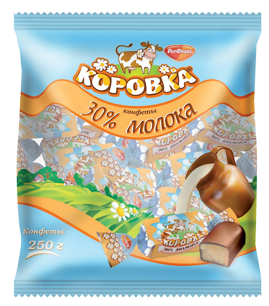 Korovka toffee candy 30% milk, RotFront, 250 g – Buy Online at GastronomUSA