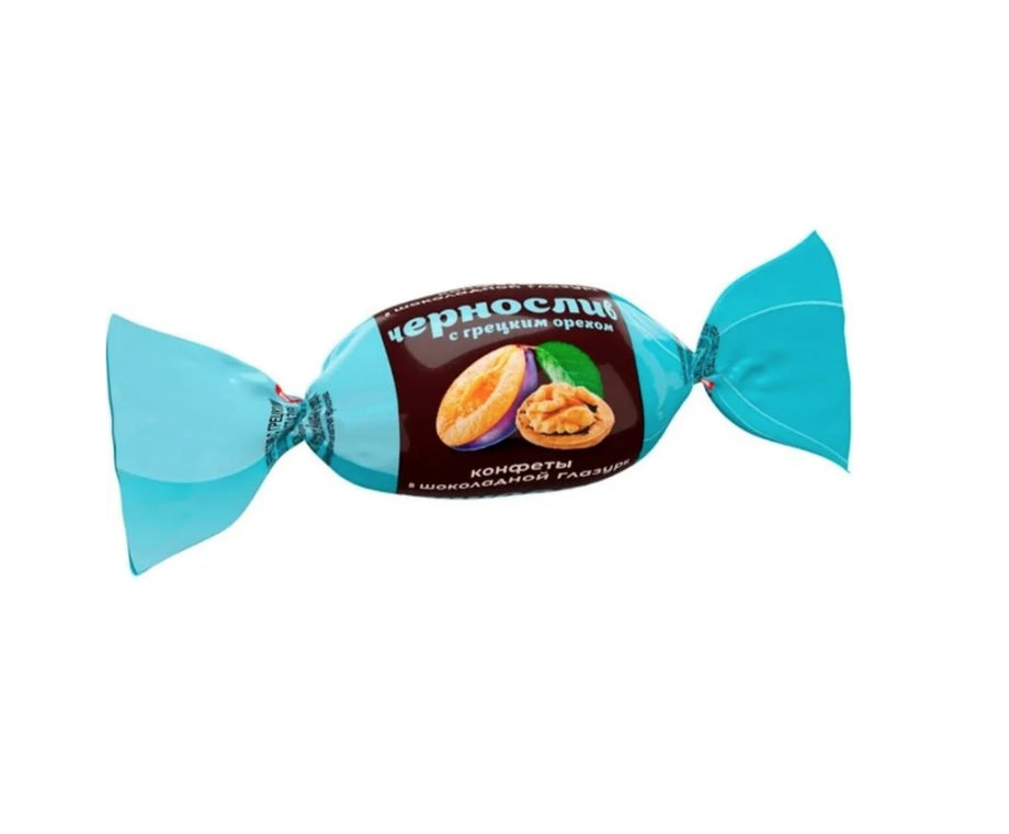 Chernosliv Mikhailovich chocolate candy with prune and walnut