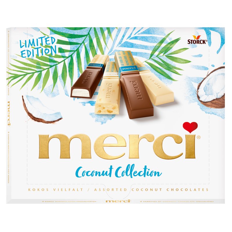 Merci coconut collection chocolate bars box, Storck, 250 g